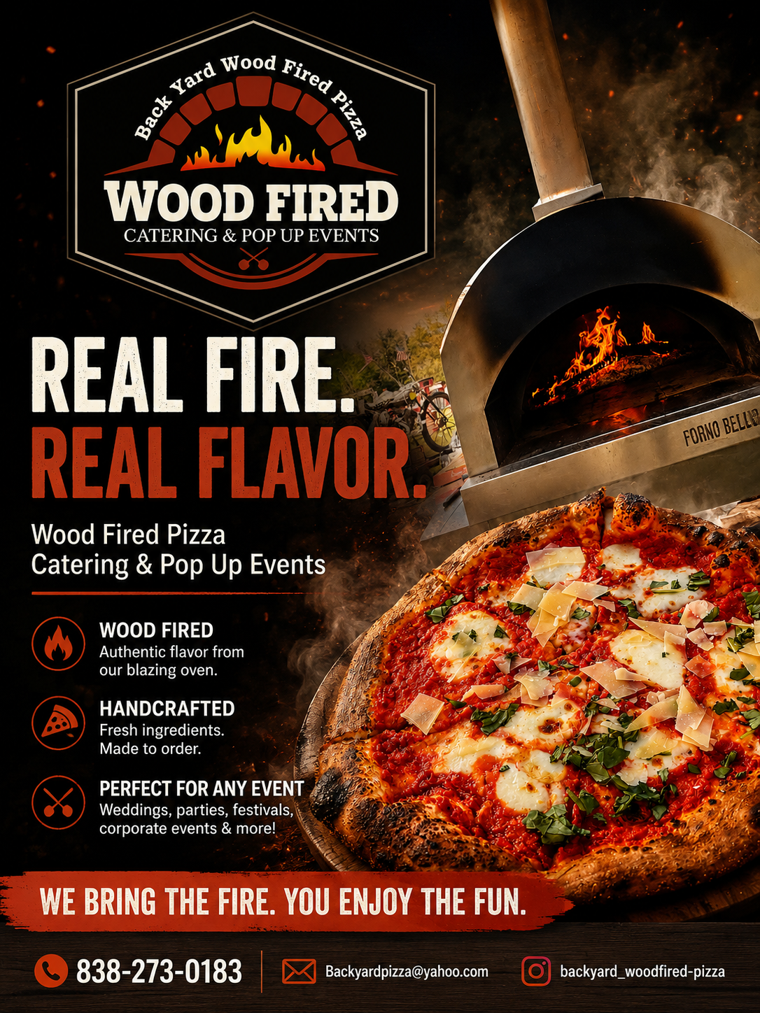 Backyard wood fired pizza & catering